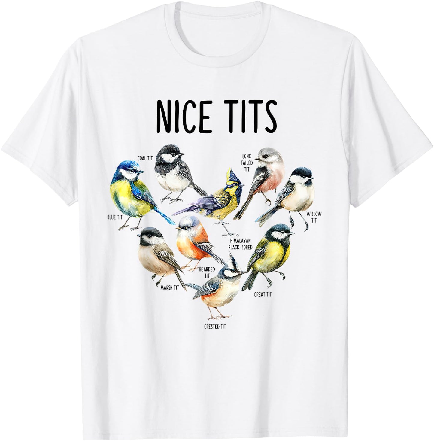 Retro Funny Nice Tits Birds Birdwatcher Bird Watching Humor T-Shirt - T-Shirt | White