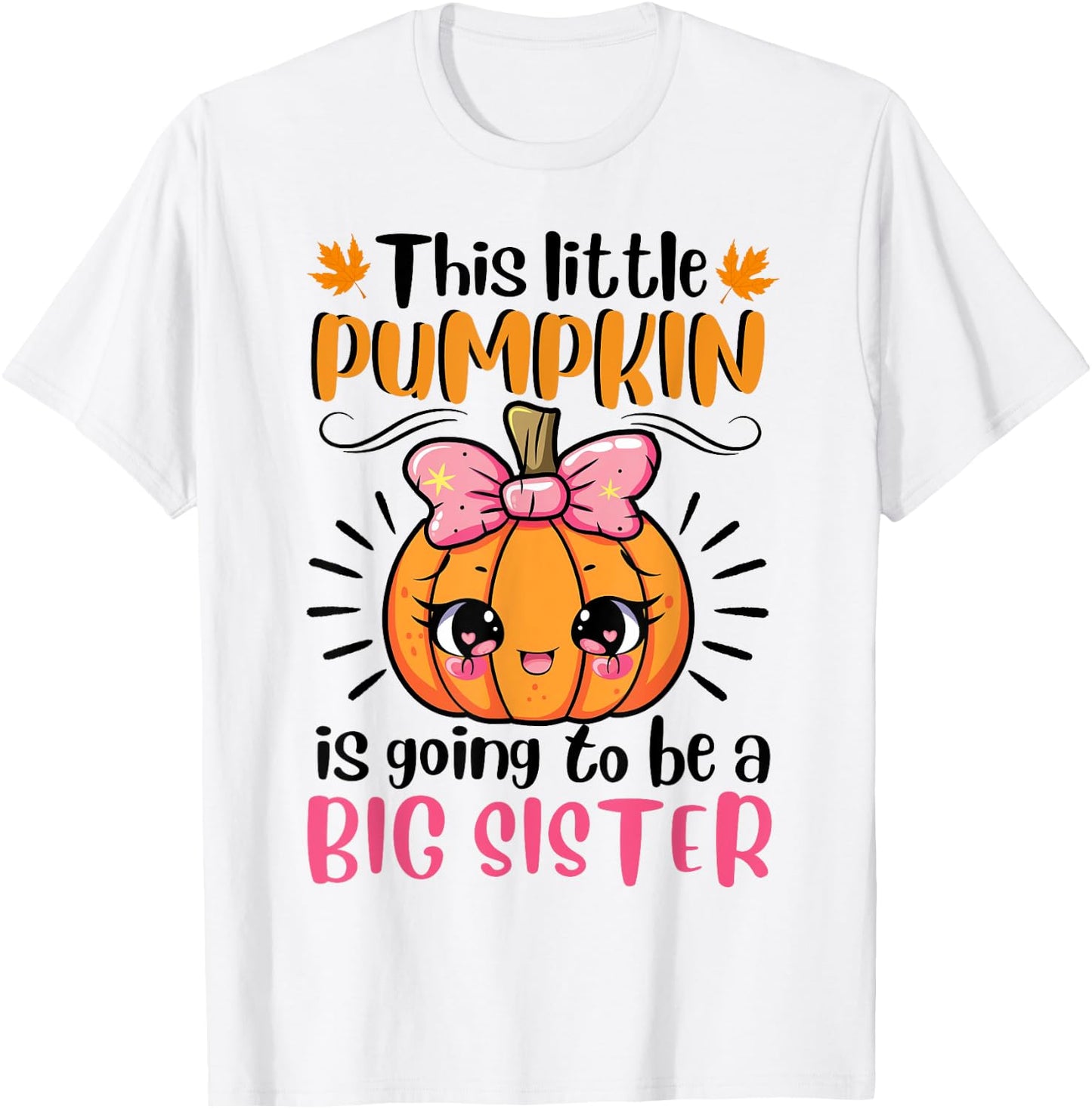Kids Big Sister Pumpkin Halloween Pregnancy Announcement T-Shirt - T-Shirt | White