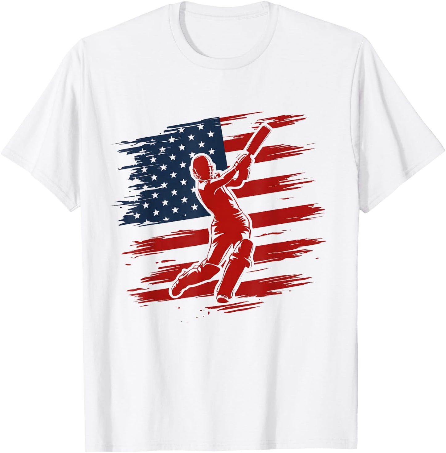 USA Cricket Jersey American Flag Cricket Player Art T-Shirt - T-Shirt | White