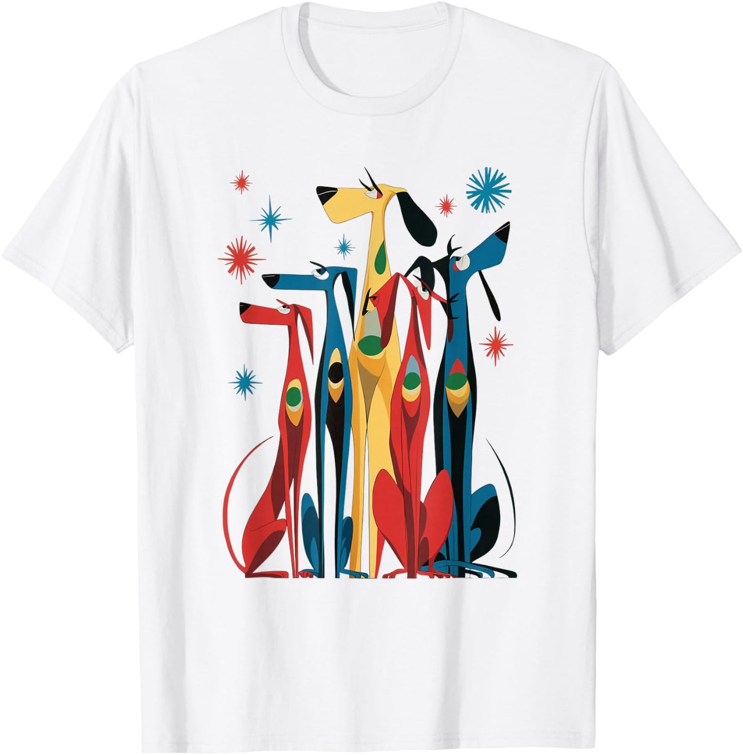 Vintage Retro Mid-Century Long Neck Dogs 50s 60s Style T-Shirt - T-Shirt | White