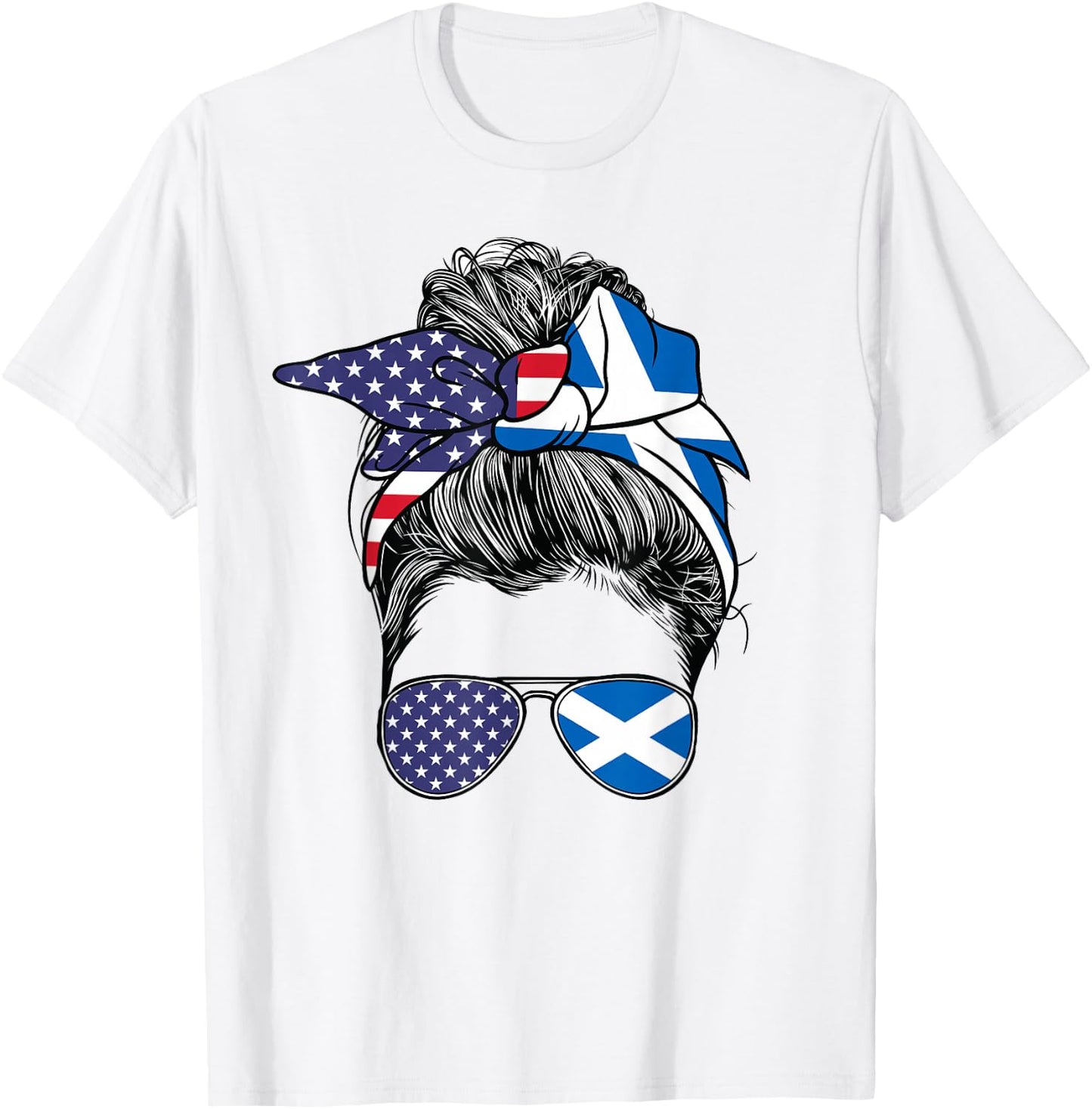 Scottish Women Girl USA Heritage American Scotland Flag T-Shirt - T-Shirt | White