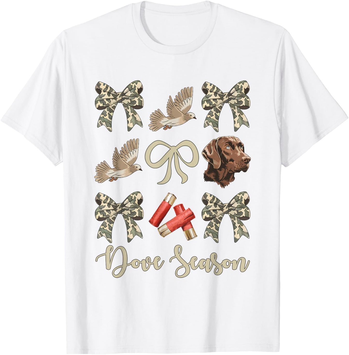 Camo Bow Coquette Dove Season Hunting Dove Hunter Hunt Girl T-Shirt - T-Shirt | White
