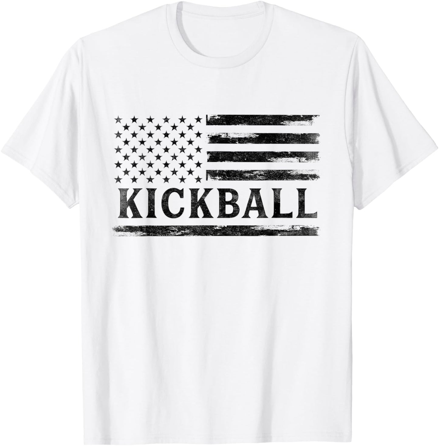 Kickball Black Vintage USA Flag Coach T-Shirt - T-Shirt | White