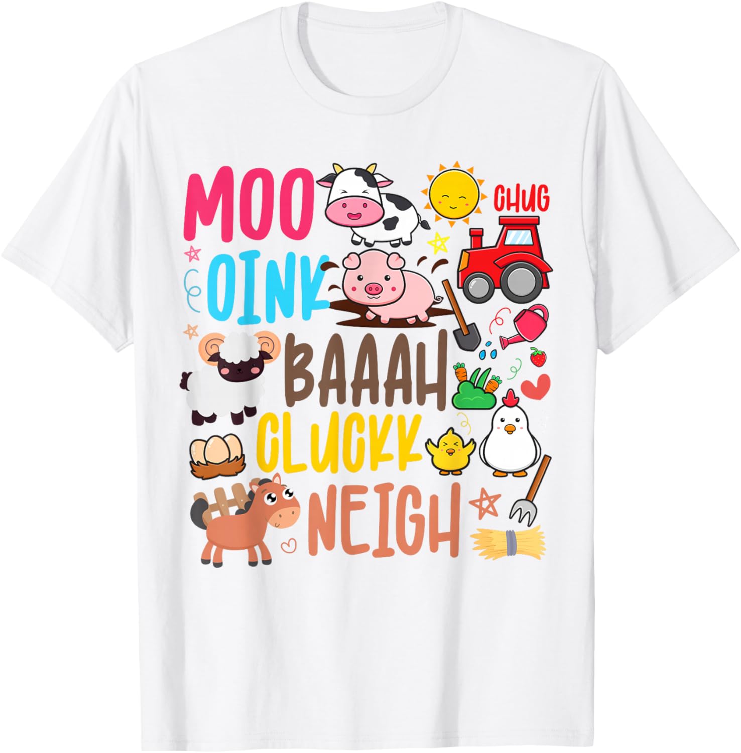 Farm Animals Sounds Oink Baa Neigh Cluck Moo Toddler Farmer T-Shirt - T-Shirt | White