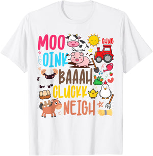 Farm Animals Sounds Oink Baa Neigh Cluck Moo Toddler Farmer T-Shirt - T-Shirt | White