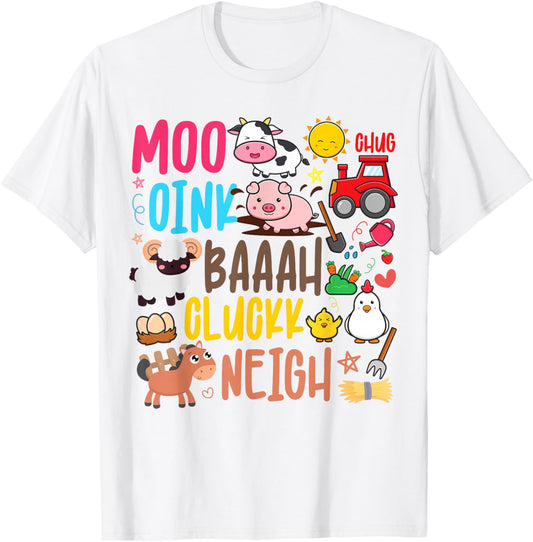 Farm Animals Sounds Oink Baa Neigh Cluck Moo Toddler Farmer T-Shirt - T-Shirt | White