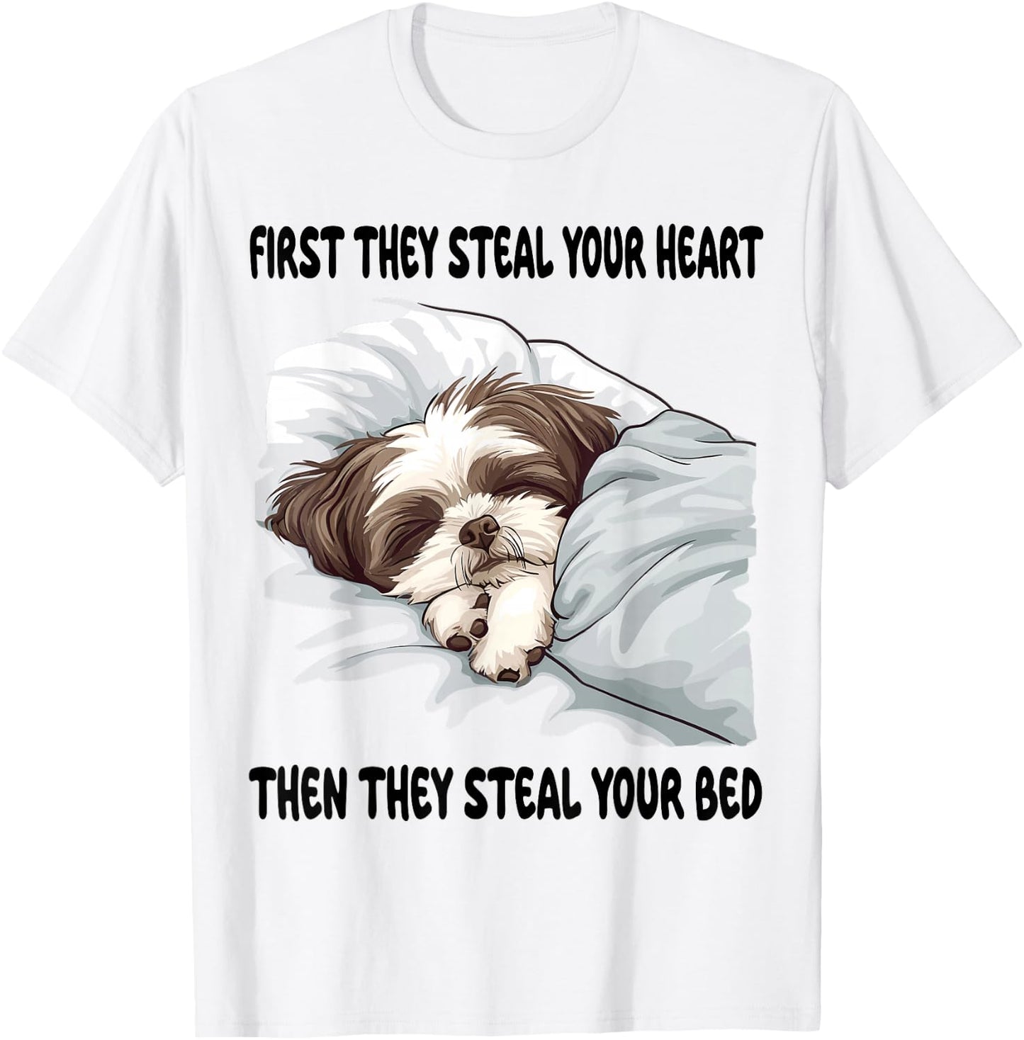 Shih Tzu Sleeping Pajamas Nightgown T-Shirt - T-Shirt | White