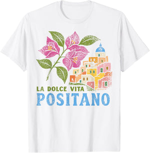Positano Retro Vintage Italian Coast Travel T-Shirt - T-Shirt | White