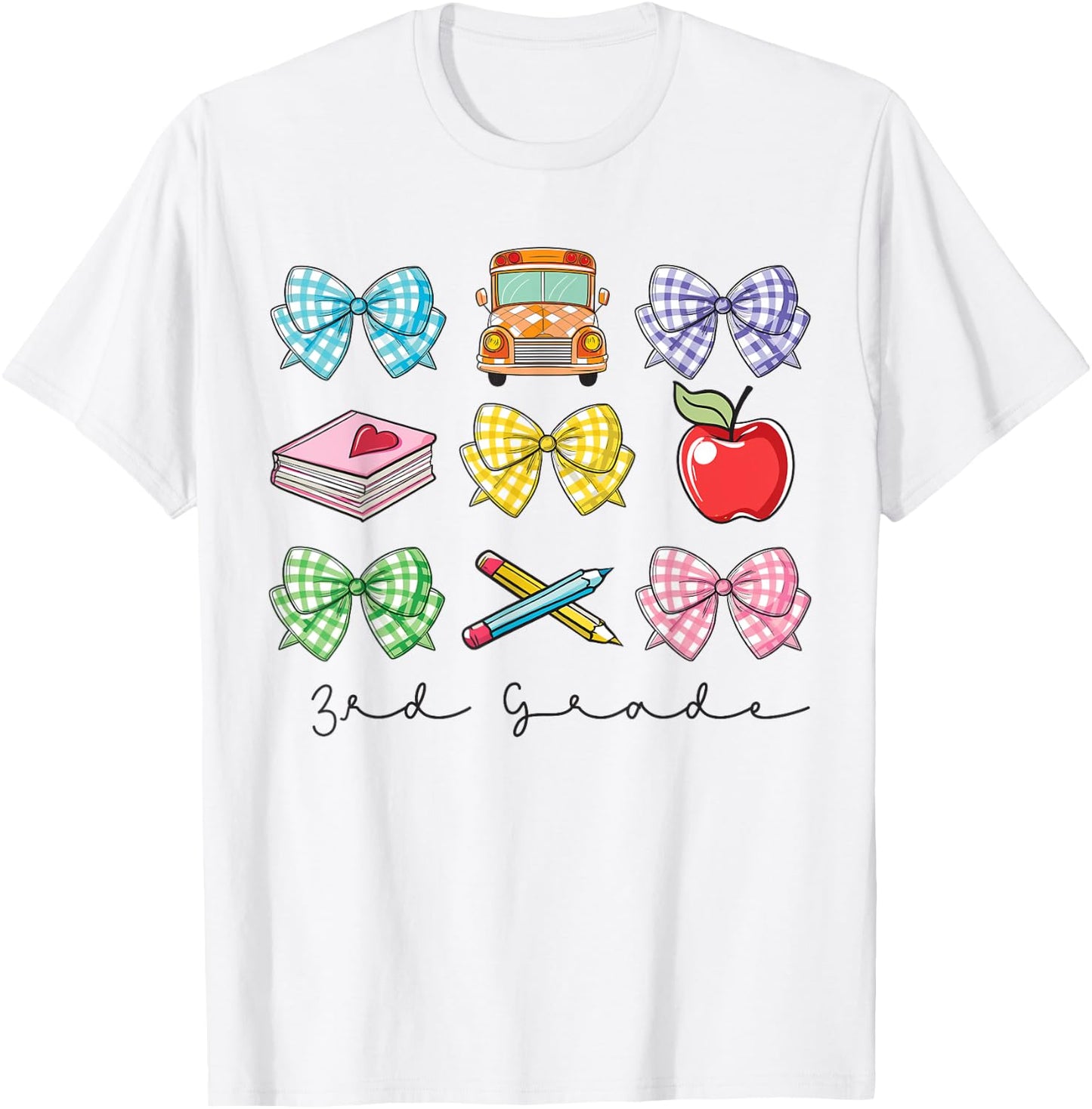 Girls Coquette Bow Back to School 3rd Third Grade Teacher T-Shirt - T-Shirt | White