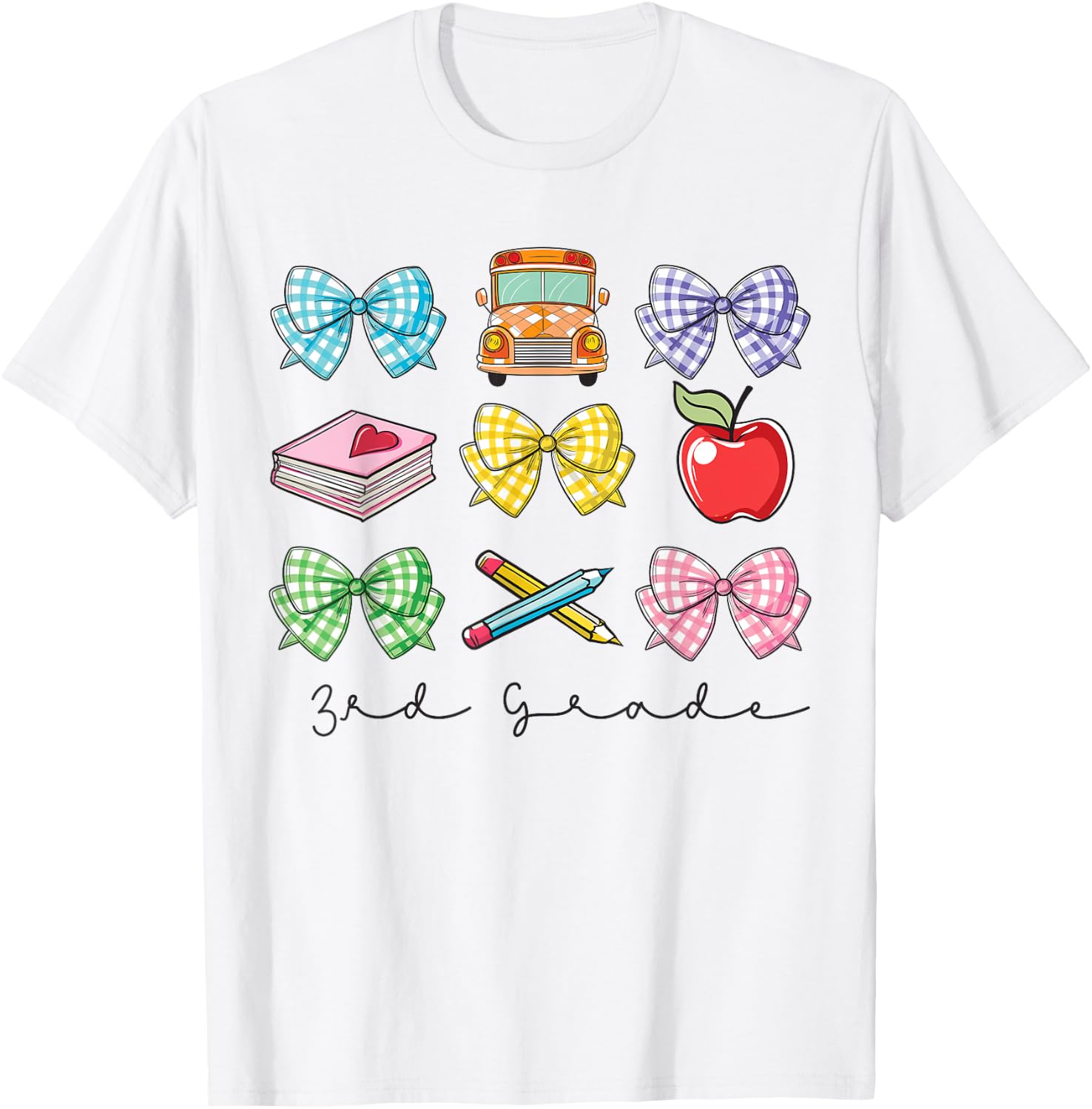 Girls Coquette Bow Back to School 3rd Third Grade Teacher T-Shirt - T-Shirt | White