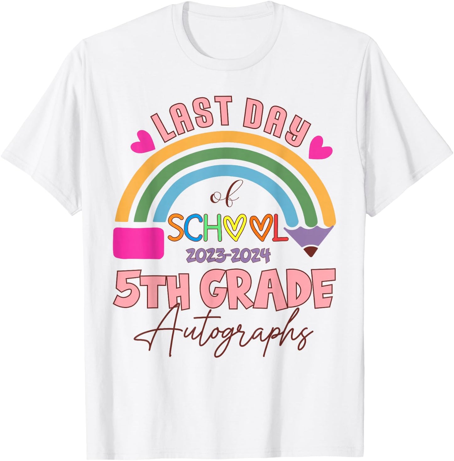 Last Day of School Autograph 5th Grade Graduation Boys Girls T-Shirt - T-Shirt | White