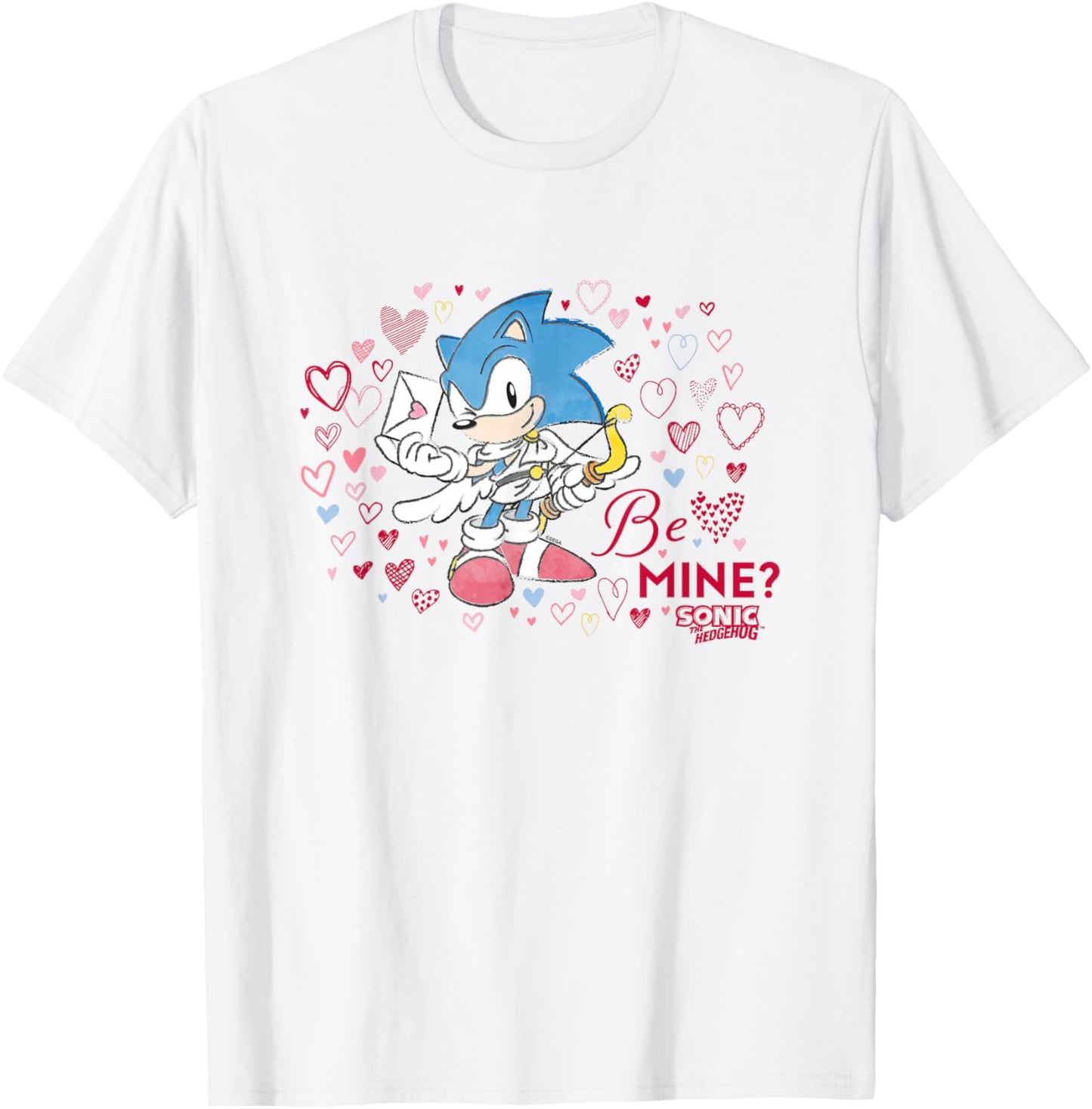 Sonic The Hedgehog Valentine's Day Be Mine? Retro Big Logo T-Shirt - T-Shirt | White