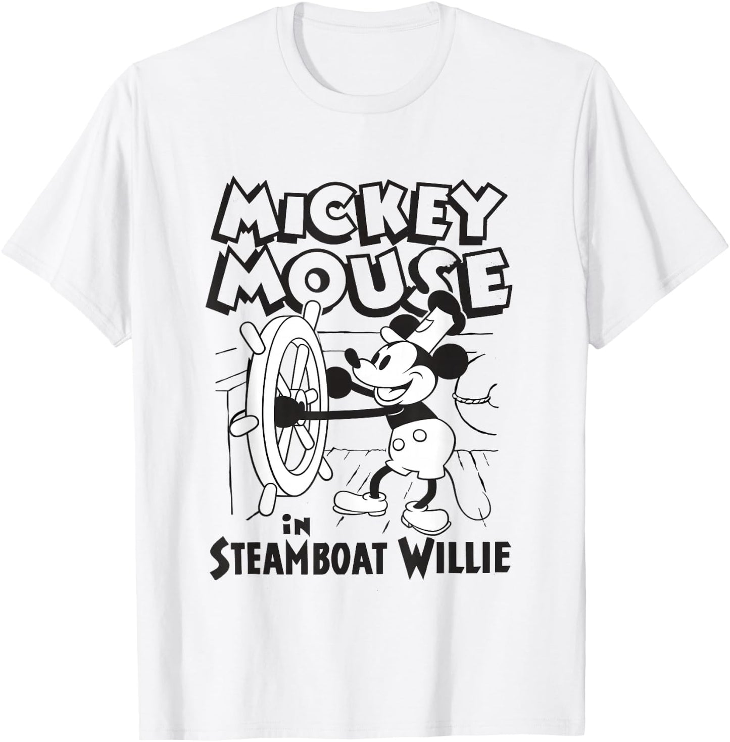 Disney Steamboat Willie Mickey Mouse Steering Boat Vintage T-Shirt - T-Shirt | White