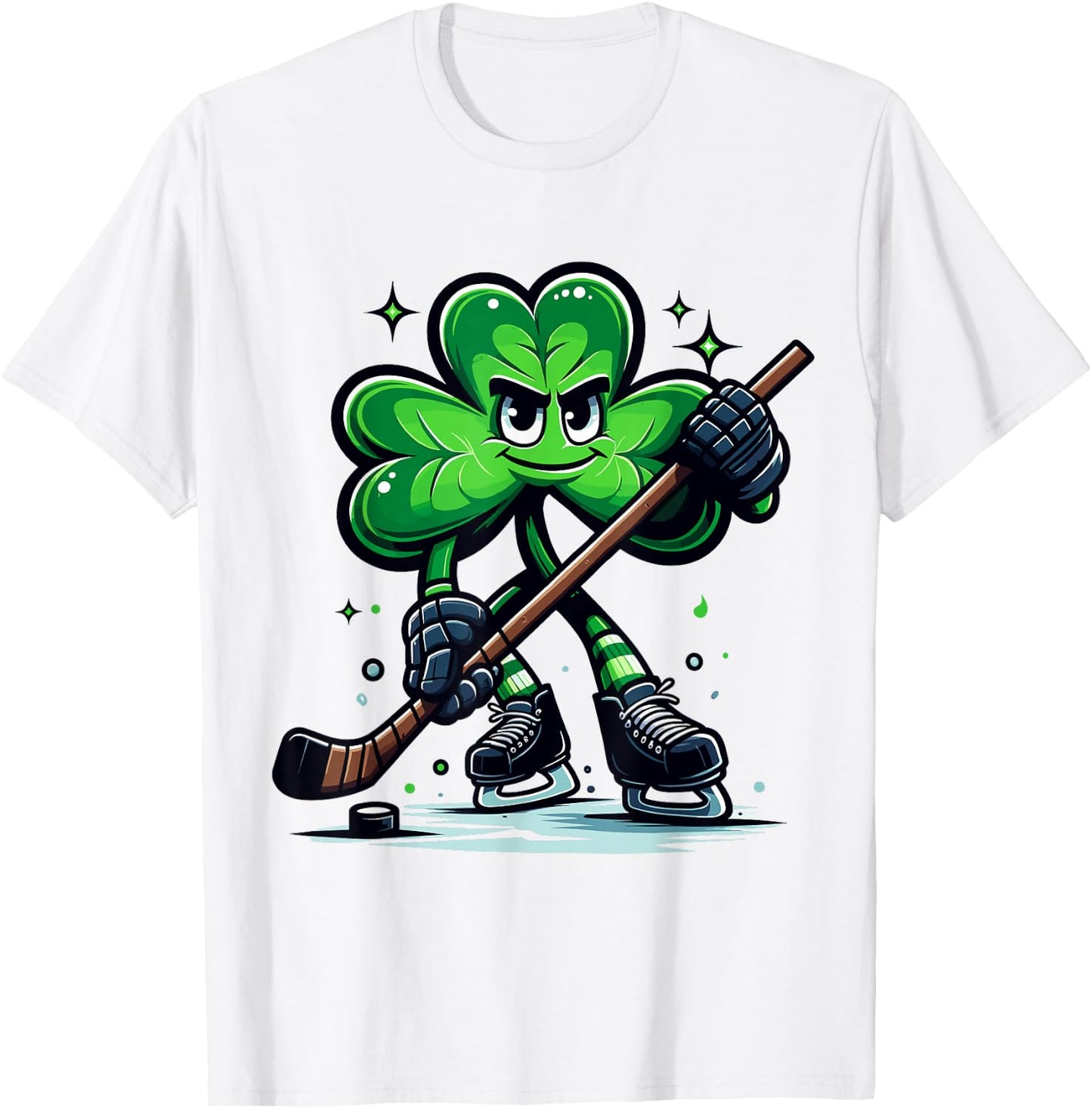 Hockey Lovers Players St Patricks Day Shamrock Men Women Boy T-Shirt - T-Shirt | White