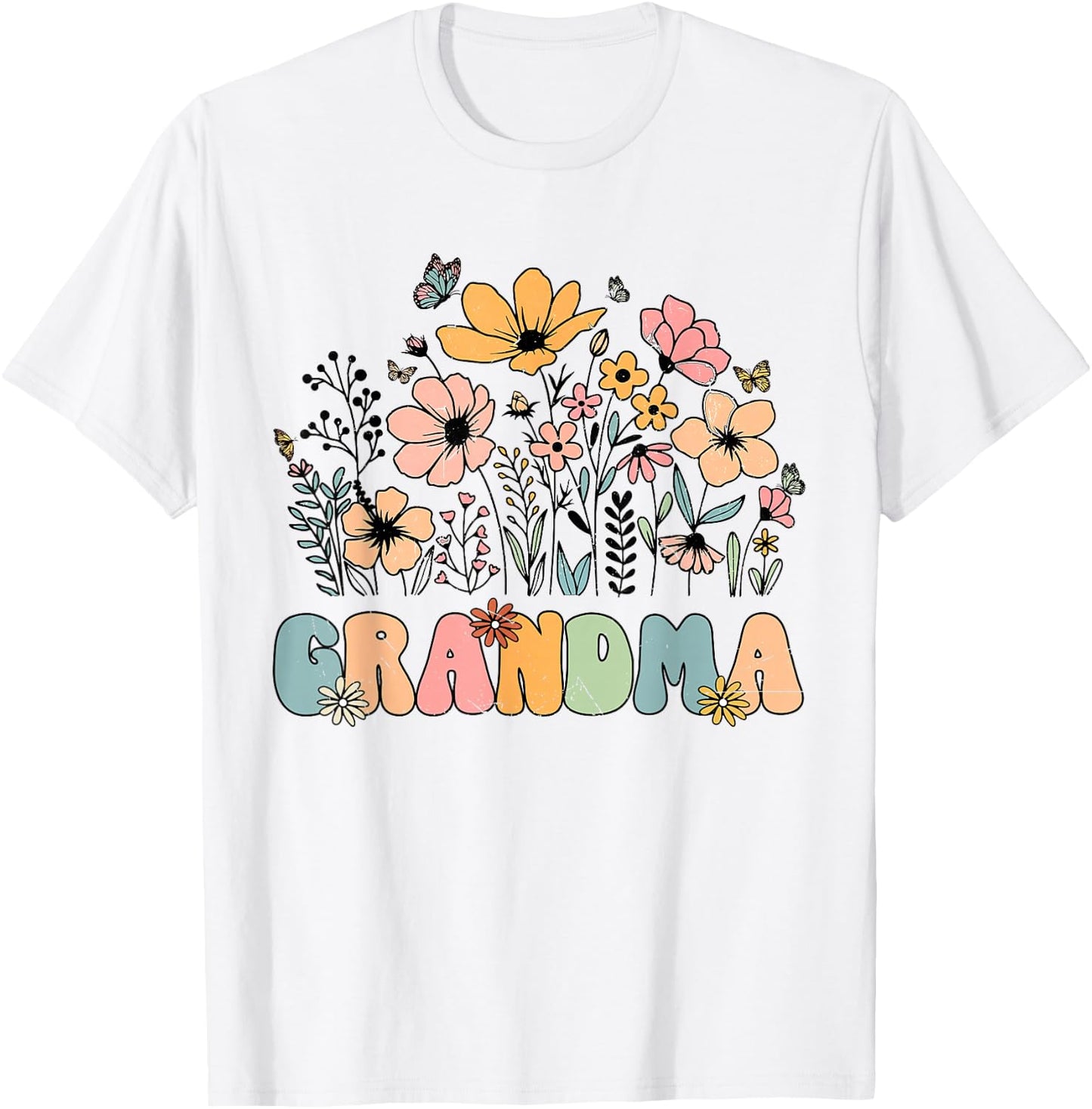 Wildflower Grandma Grandmother Announcement Mothers Day T-Shirt - T-Shirt | White