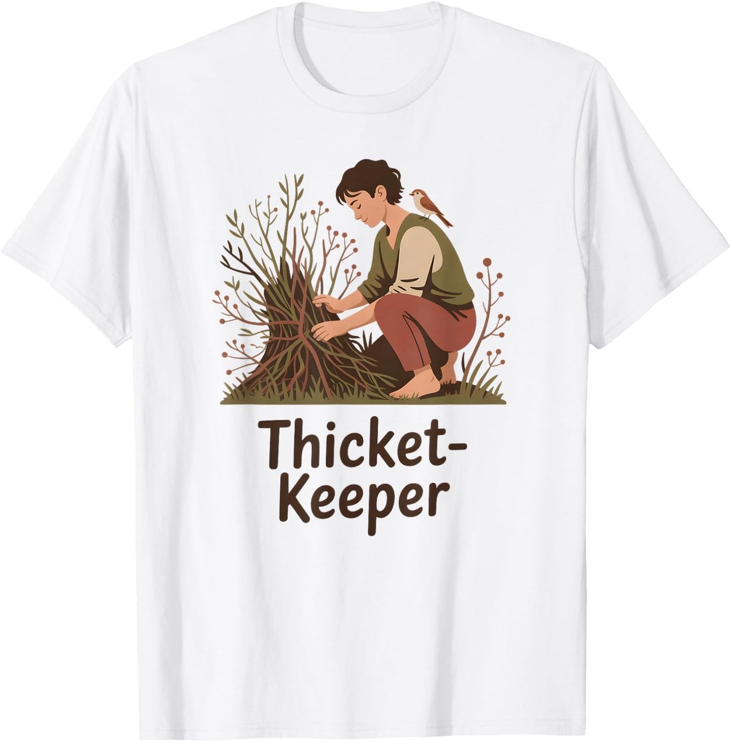 Thicket-Keeper Earthy Wildlife Graphic T-Shirt - T-Shirt | White