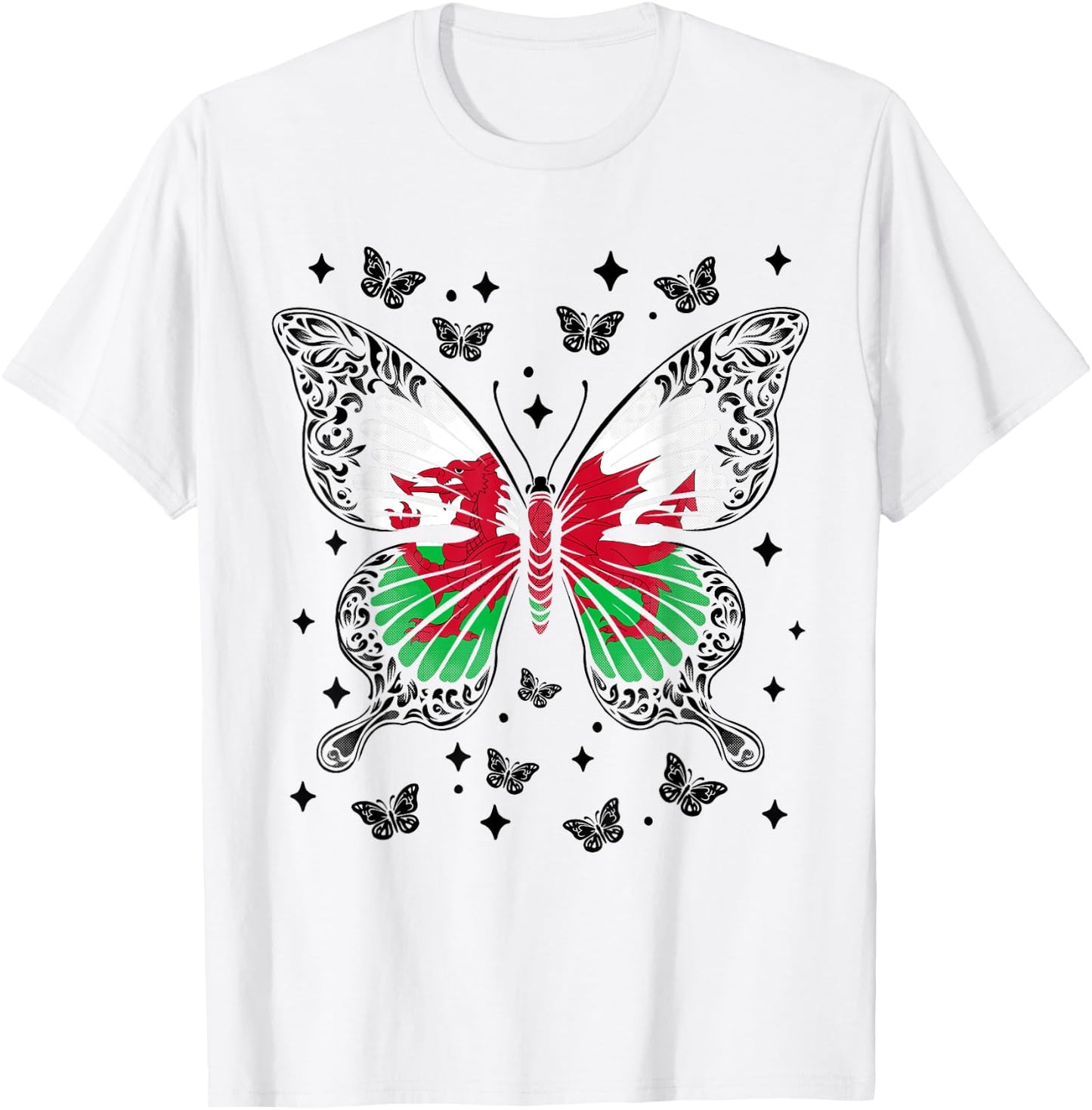 Welsh Butterfly Wales T-Shirt - T-Shirt | White