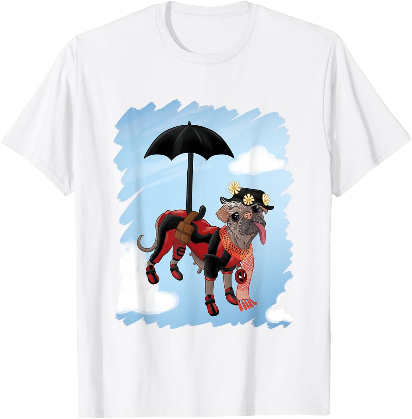 Marvel Deadpool & Wolverine Dogpool Puppins Doodle Logo T-Shirt - T-Shirt | White
