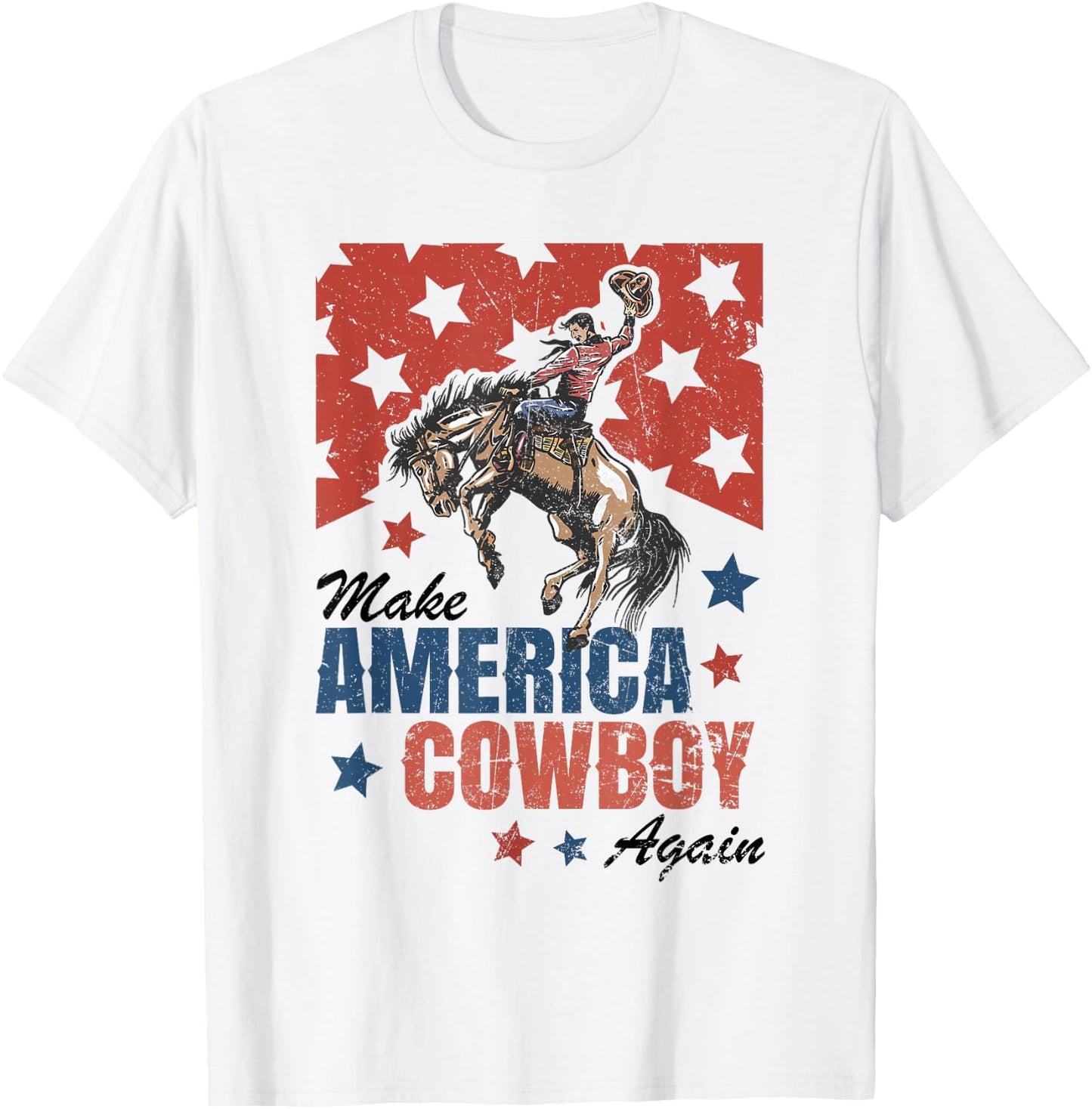 Make America Cowgirl Cowboy Again Western 4th Of July T-Shirt - T-Shirt | White