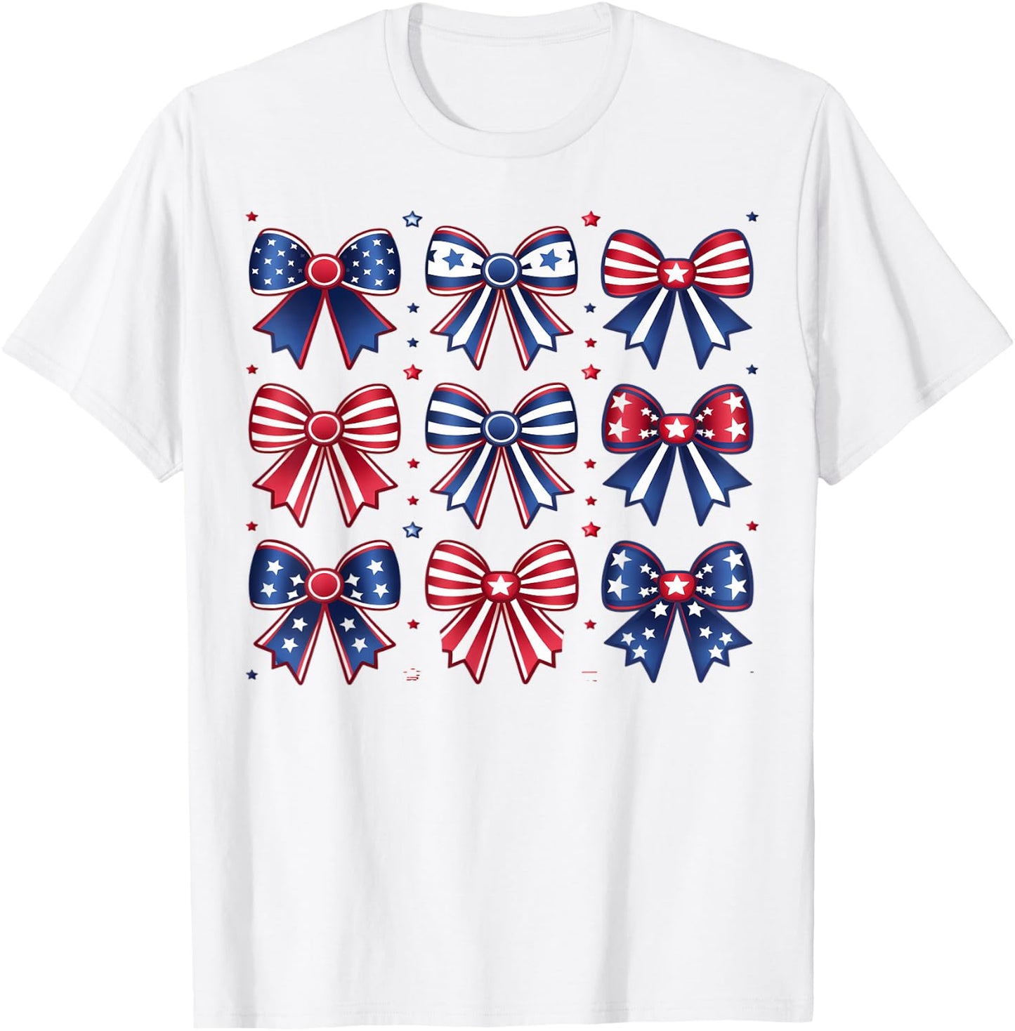 Coquette Bows 4th July Patriotic Women Girls Kids Coquette T-Shirt - T-Shirt | White