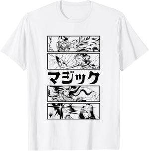 Magic: The Gathering Planeswalker Black & White Kanji Panels T-Shirt - T-Shirt | White