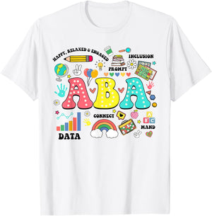 ABA therapist behavior analyst autism therapy RBT floral T-Shirt - T-Shirt | White