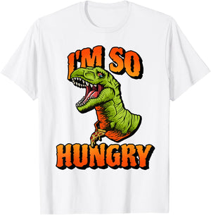Funny I'm So Hungry Pizza Tyrannosaurus Rex Dino Dinosaur T-Shirt - T-Shirt | White