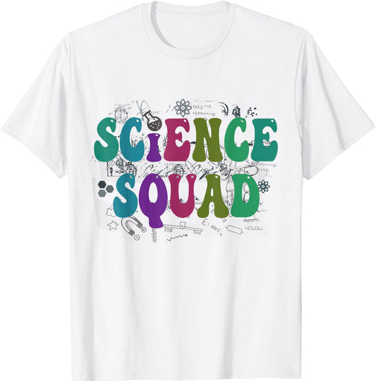 Retro SCIENCE SQUAD Groovy Technology Crew STEMinist Team T-Shirt - T-Shirt | White