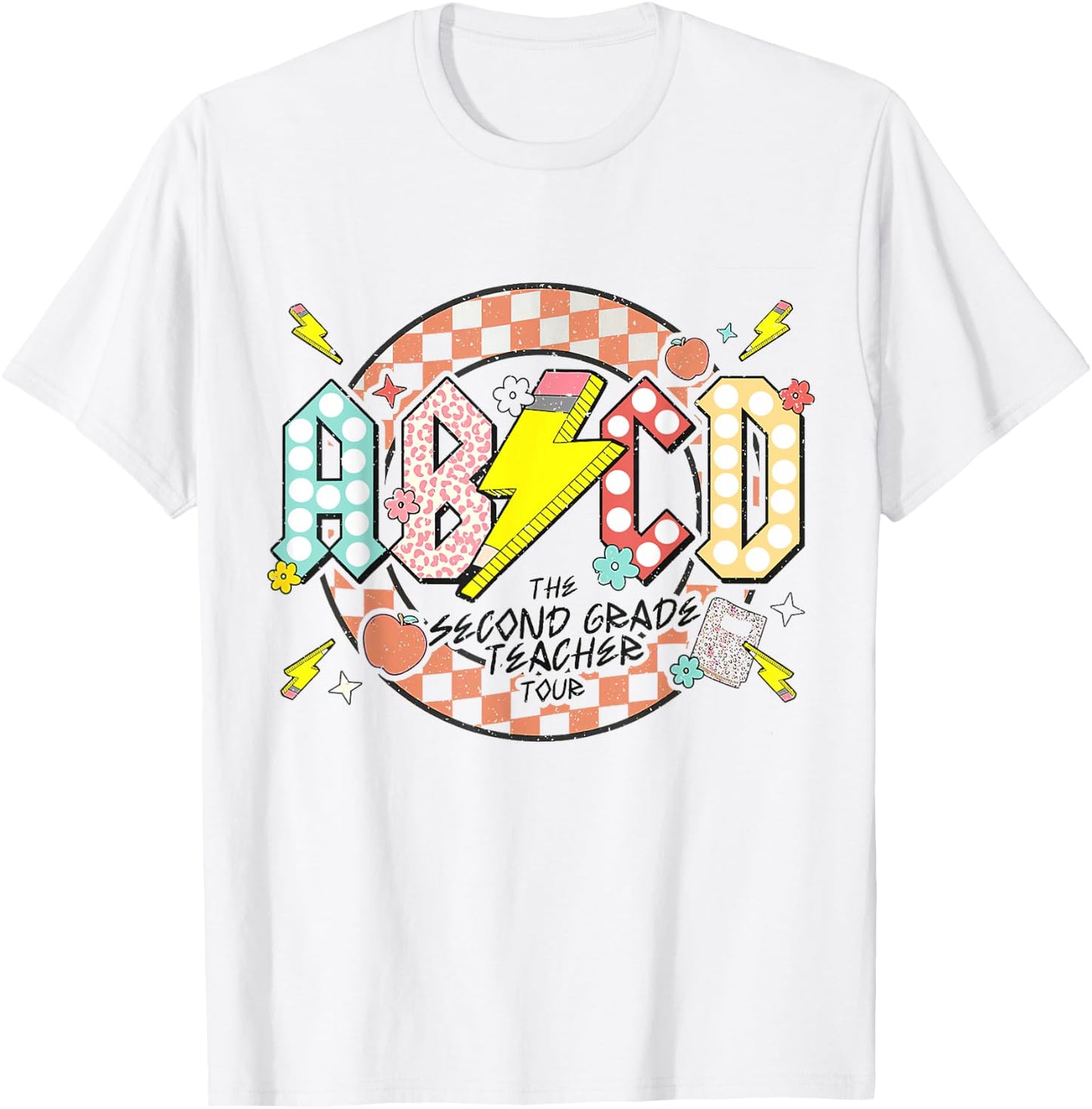 Second Grade Teacher Tour, ABCD 2nd Grade Rocks (Two Sides) Women Girls Kids T-Shirt - T-Shirt | White