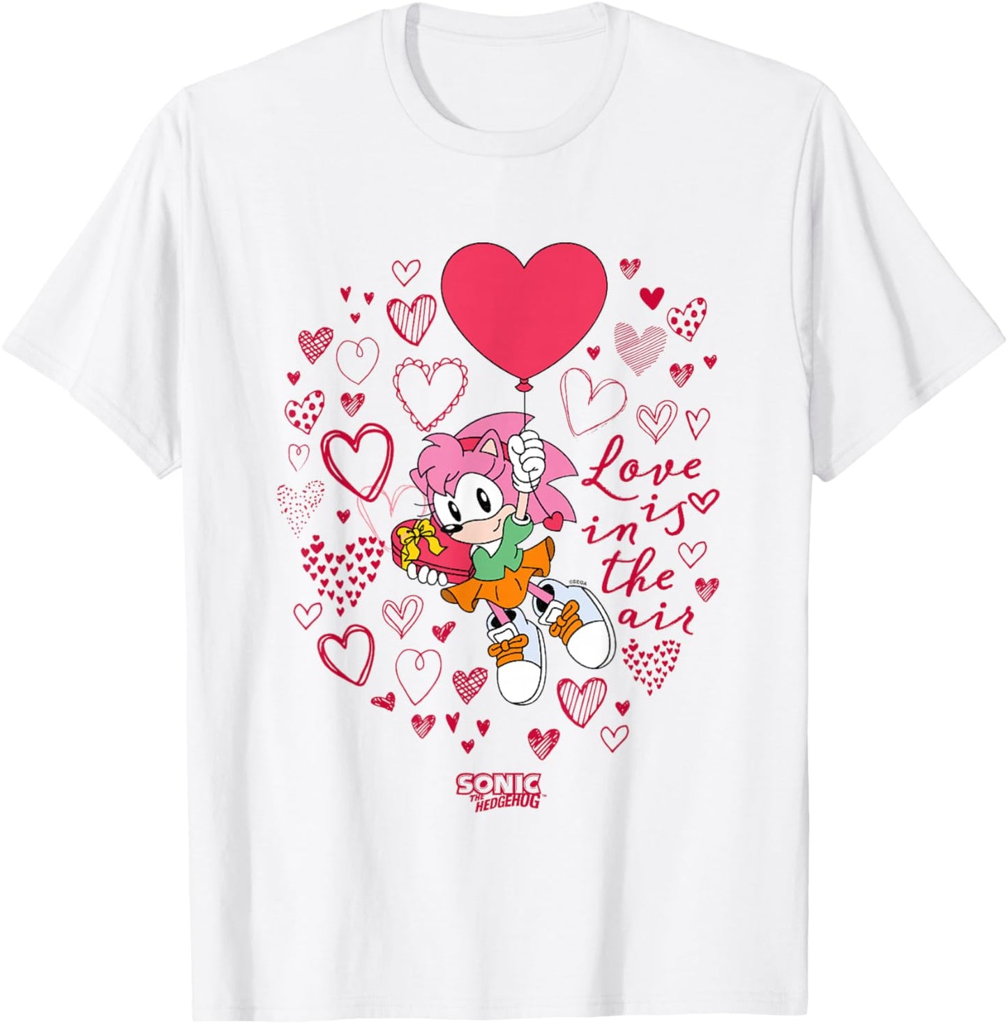 Sonic The Hedgehog Valentine's Day Love Is In The Air Logo T-Shirt - T-Shirt | White