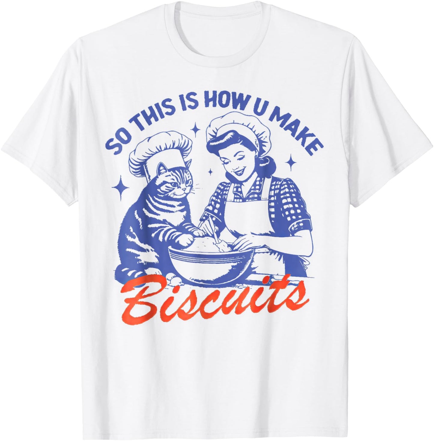 Retro Cat Biscuit So this is how u make biscuits Men Women Kids T-Shirt - T-Shirt | White