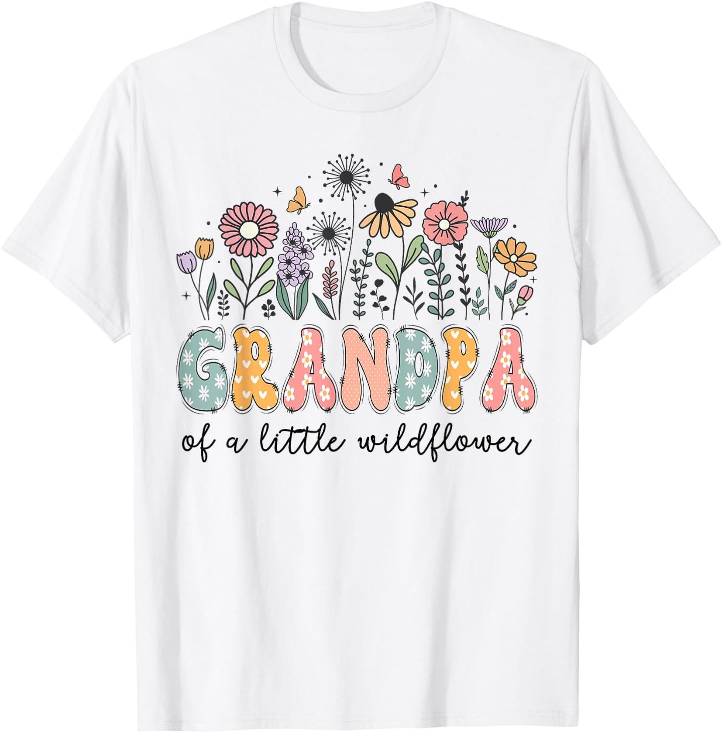 Grandpa Of The Little Wildflower Baby Birthday Party T-Shirt - T-Shirt | White
