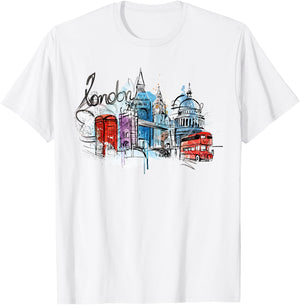 Cool Abstract London Splash Colors, London Graphic Design T-Shirt - T-Shirt | White