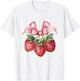 Coquette Bow with Strawberries Kawaii Sweetness T-Shirt - T-Shirt | White