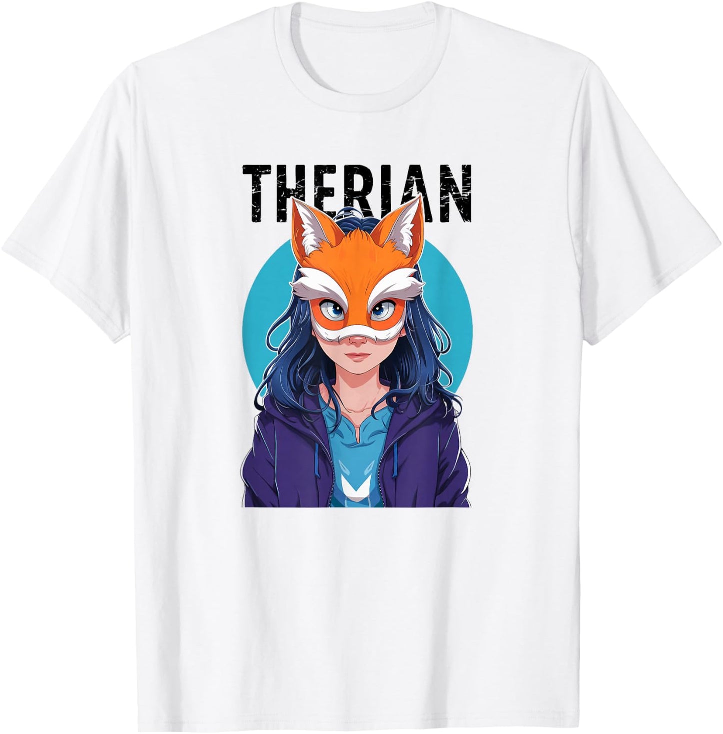 Therian Fox Mask Cute Fox Therian Stuff T-Shirt - T-Shirt | White