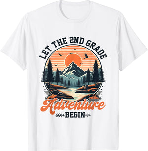 Let the 2nd Grade Adventure Begin Teacher Back To School Men Women Girls Kids T-Shirt - T-Shirt | White
