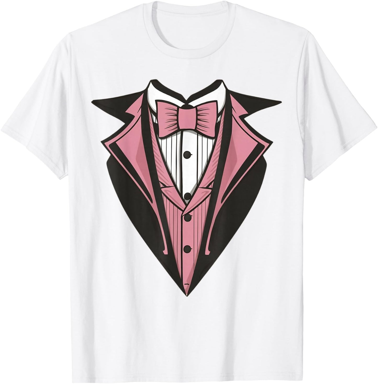 Funny Kids Adult Pink Bowtie Tuxedo Costume T-Shirt - T-Shirt | White