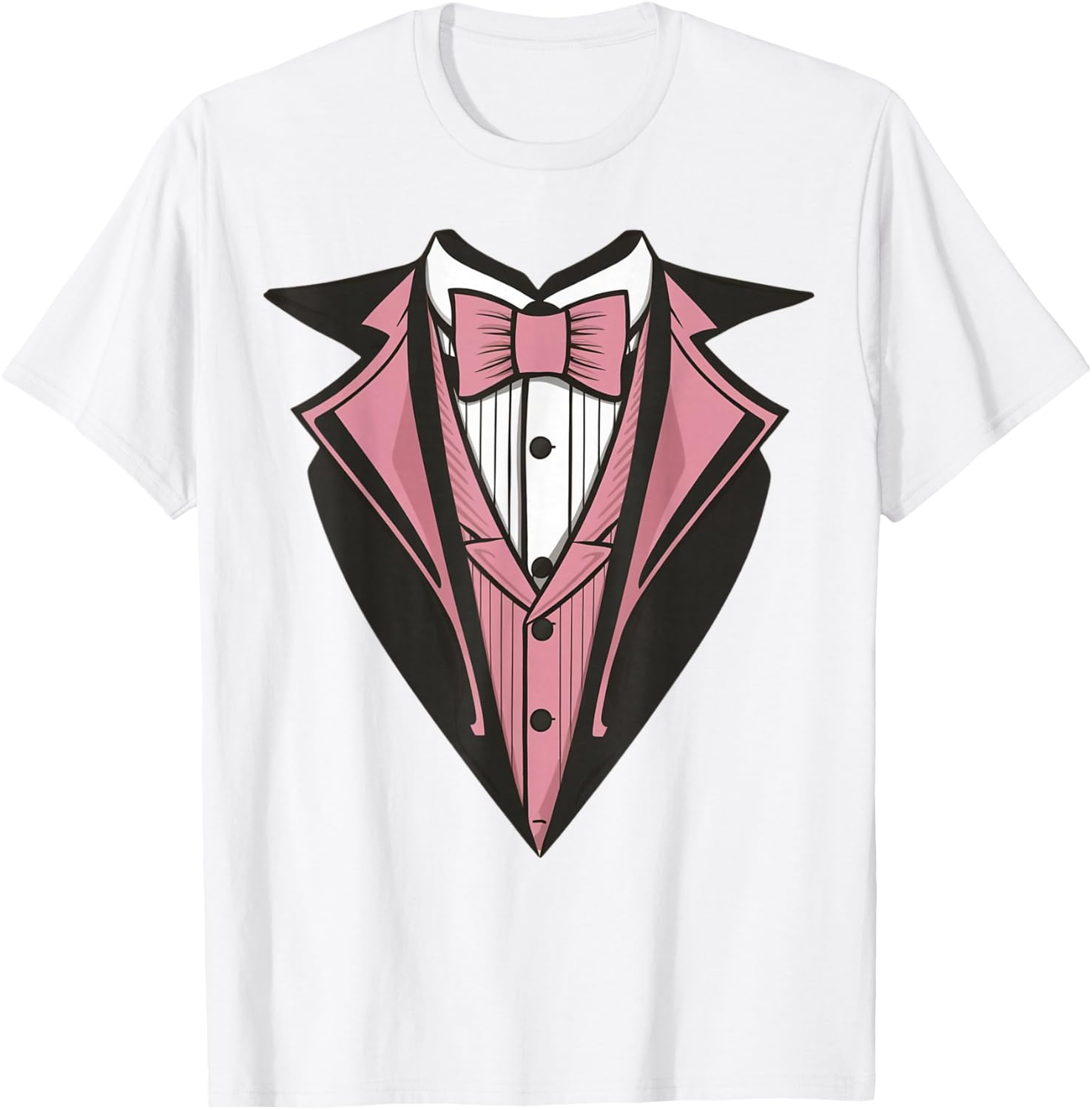 Funny Kids Adult Pink Bowtie Tuxedo Costume T-Shirt - T-Shirt | White