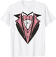 Funny Kids Adult Pink Bowtie Tuxedo Costume T-Shirt - T-Shirt | White