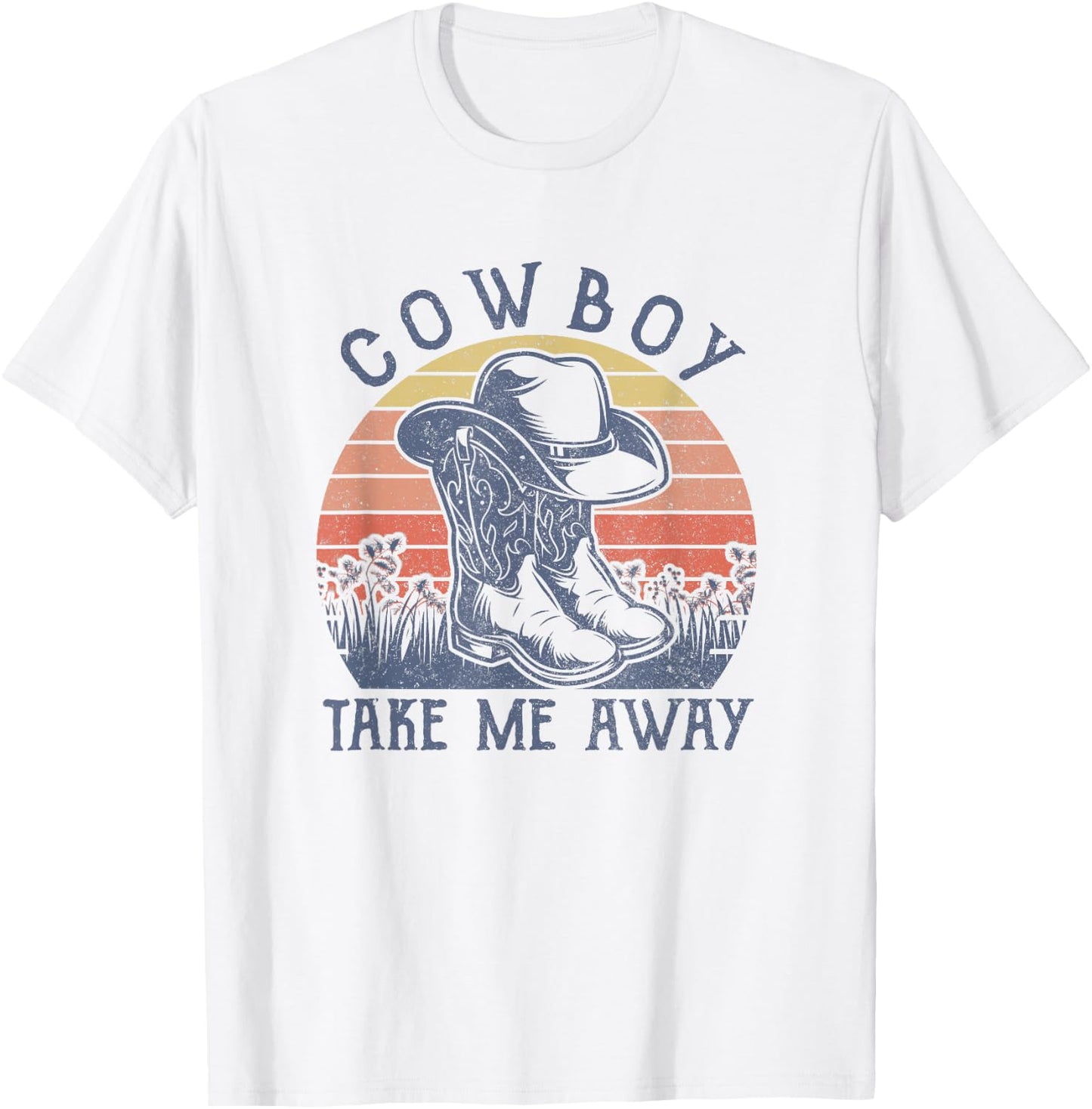 Cowboy Hat Take Me Away Vintage Western Life Country Music T-Shirt - T-Shirt | White