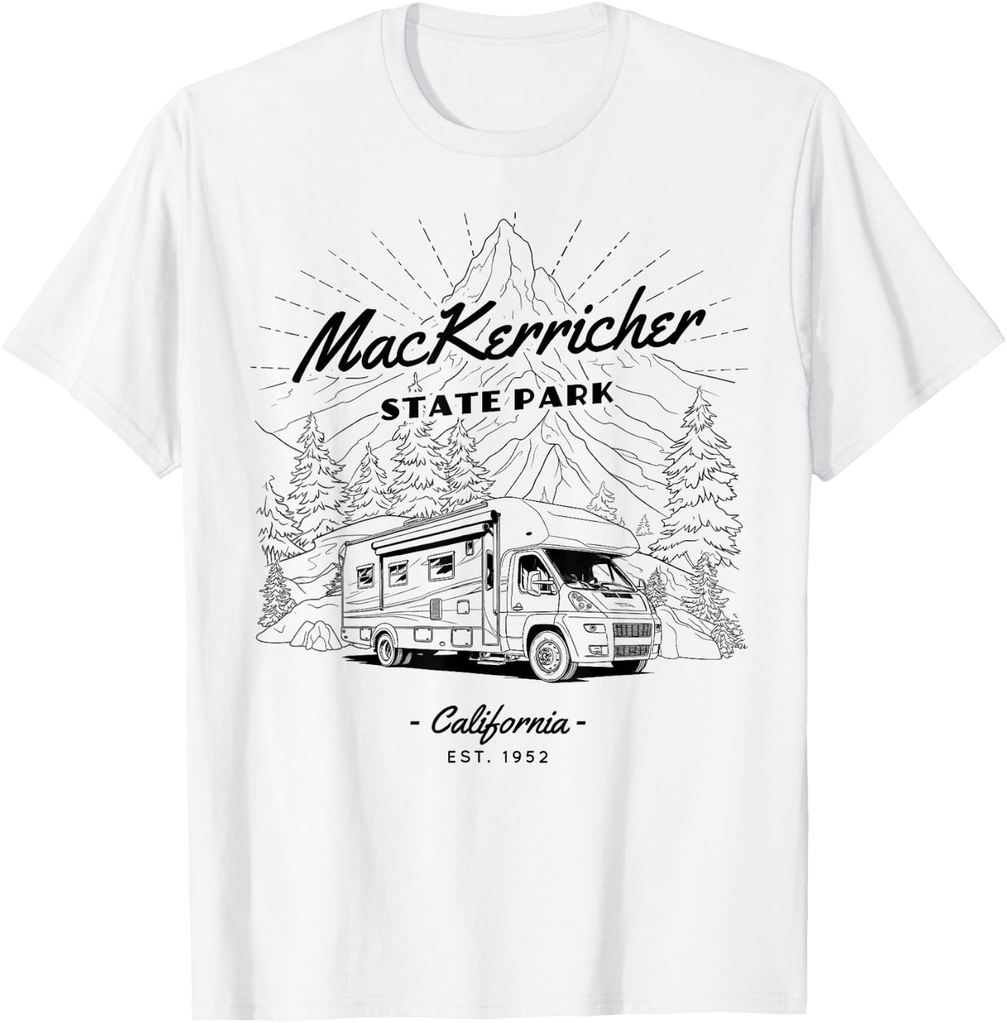 MacKerricher State Park Retro Vintage RV Motorhome T-Shirt - T-Shirt | White