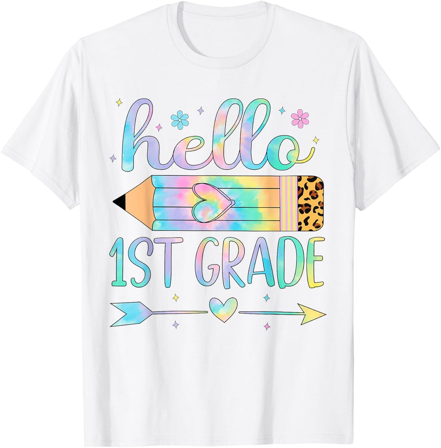 Tie Dye 1st Grade Back To School Hello First Grade Teacher Women Kids T-Shirt - T-Shirt | White