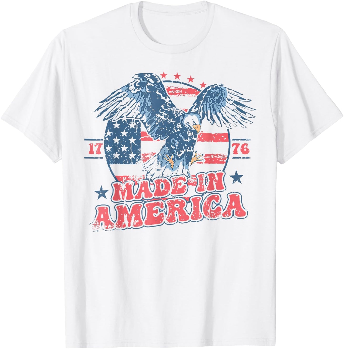 Made in America USA Flag Eagle 4th of July Patriotic Freedom T-Shirt - T-Shirt | White