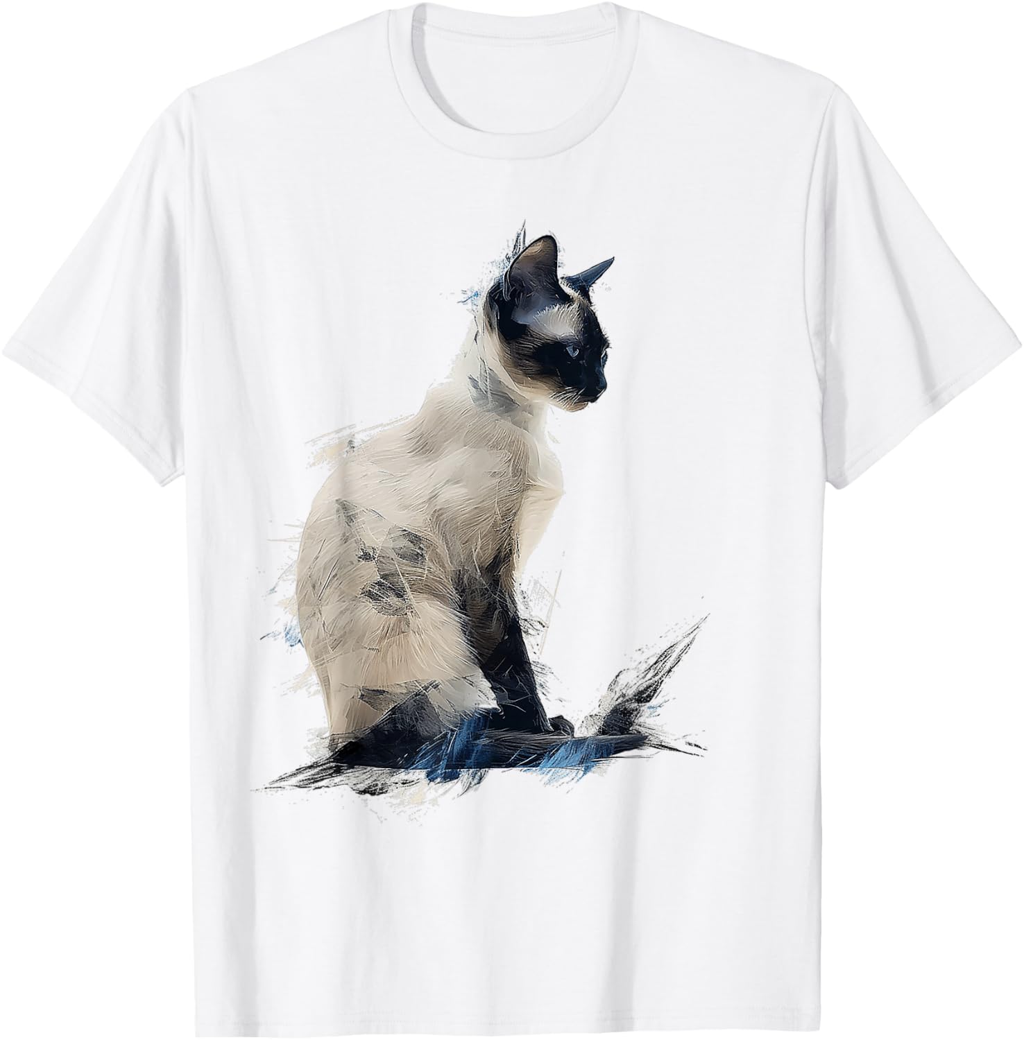 Cat Abstract Motif Drawing Art Animal Cat Women Kids T-Shirt - T-Shirt | White