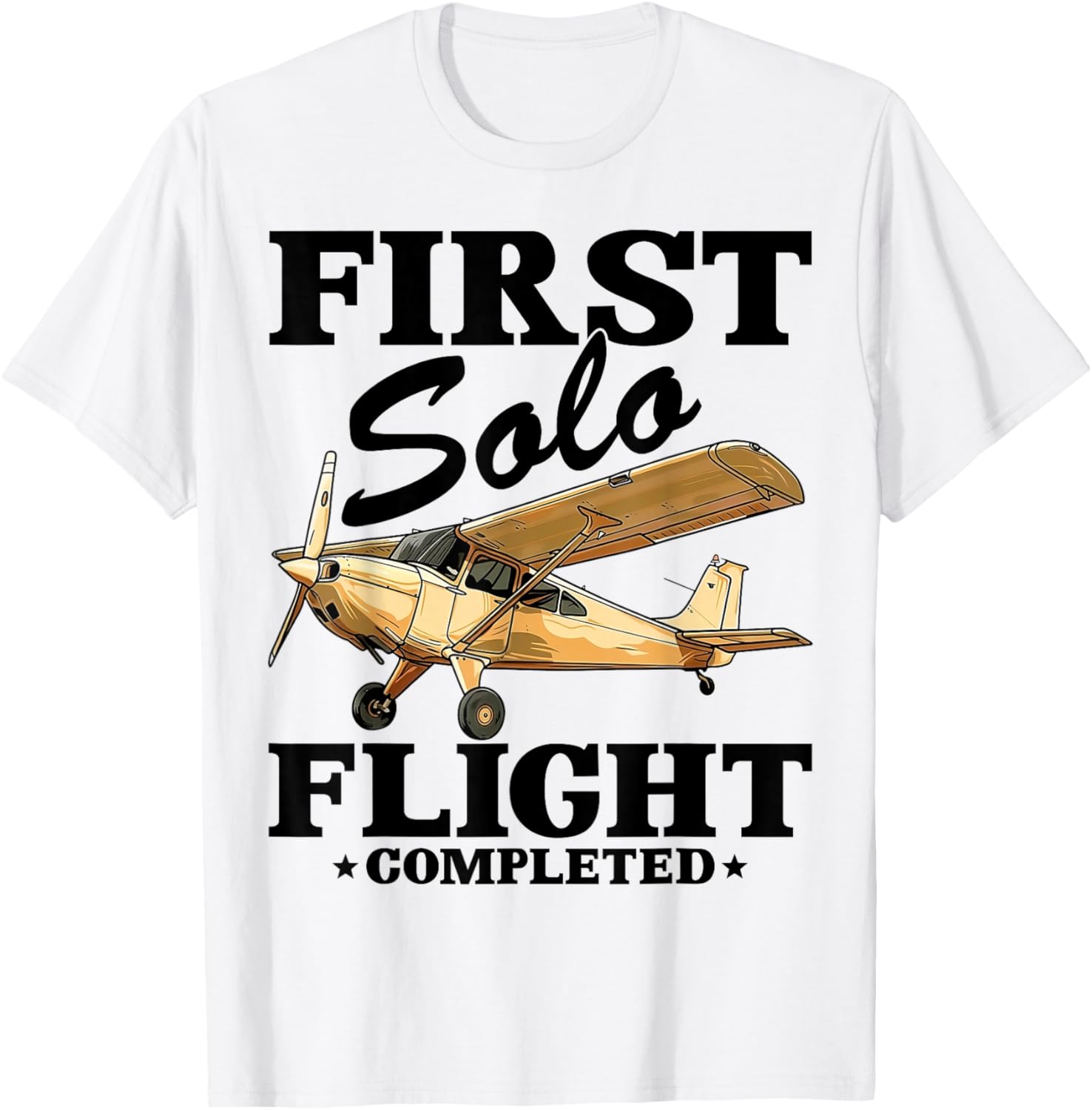 Pilot First Solo Flight Completed Aviation Funny Gift T-Shirt - T-Shirt | White