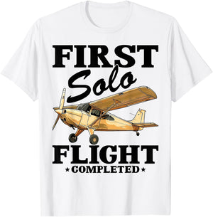 Pilot First Solo Flight Completed Aviation Funny Gift T-Shirt - T-Shirt | White