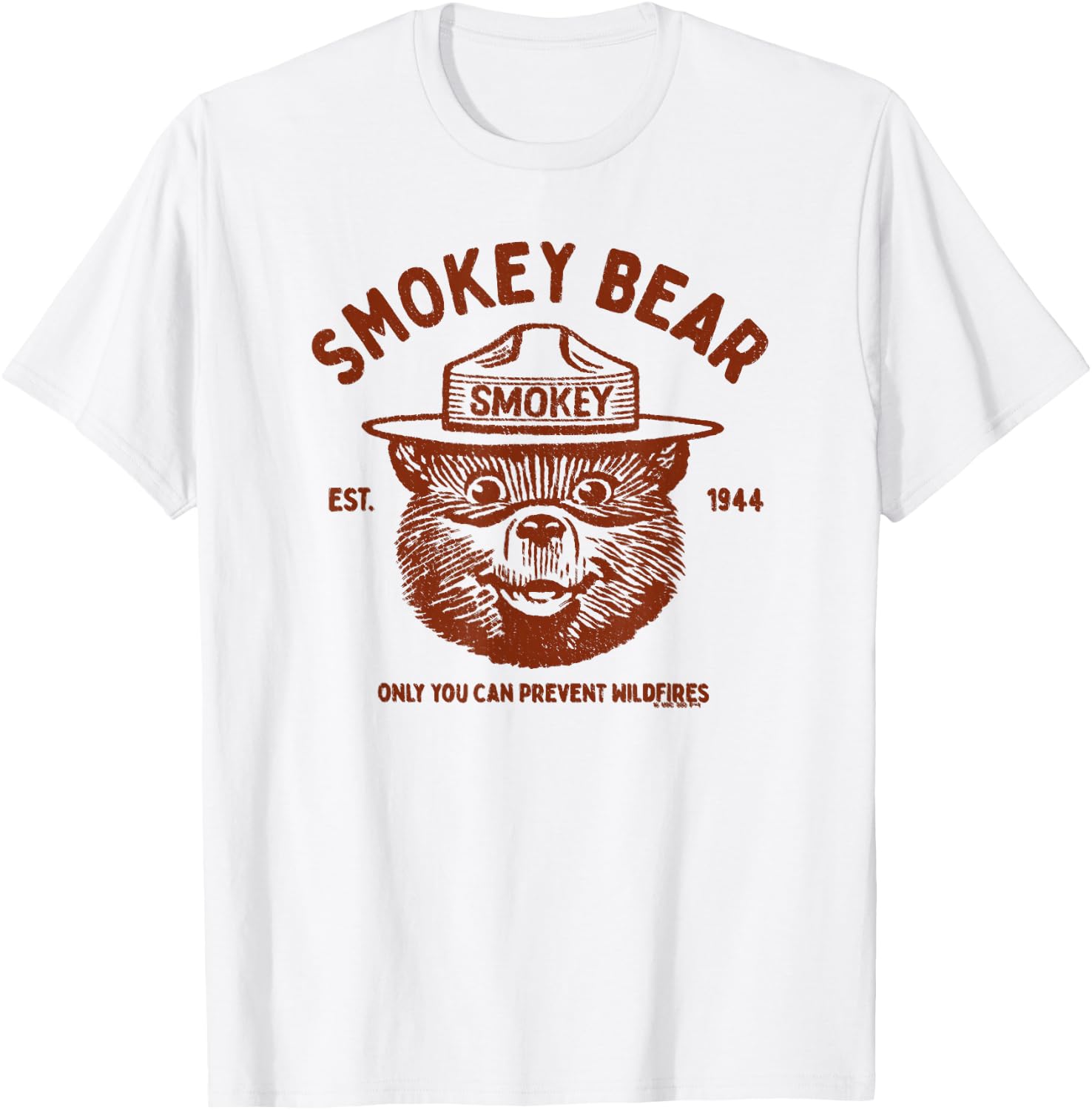 Vintage Smokey Bear Logo Only You Can Prevent Wildfires T-Shirt - T-Shirt | White