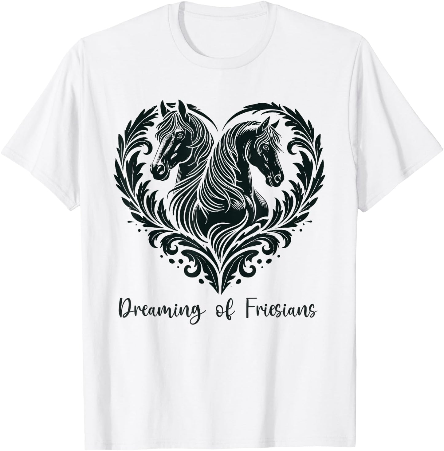 Friesian Horse Lover Majestic Friesian Horse Riding T-Shirt - T-Shirt | White