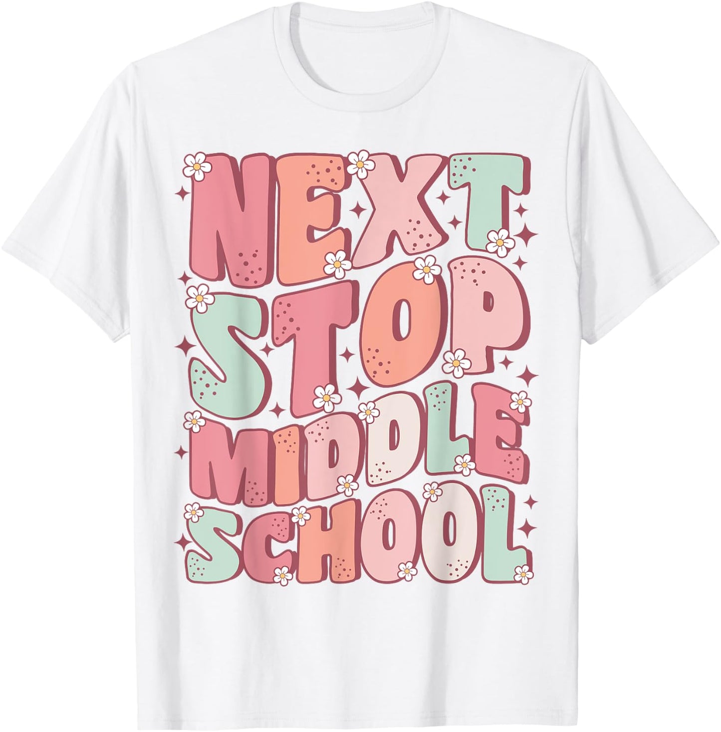 Next Stop Middle School Groovy Elementary School Graduation T-Shirt - T-Shirt | White