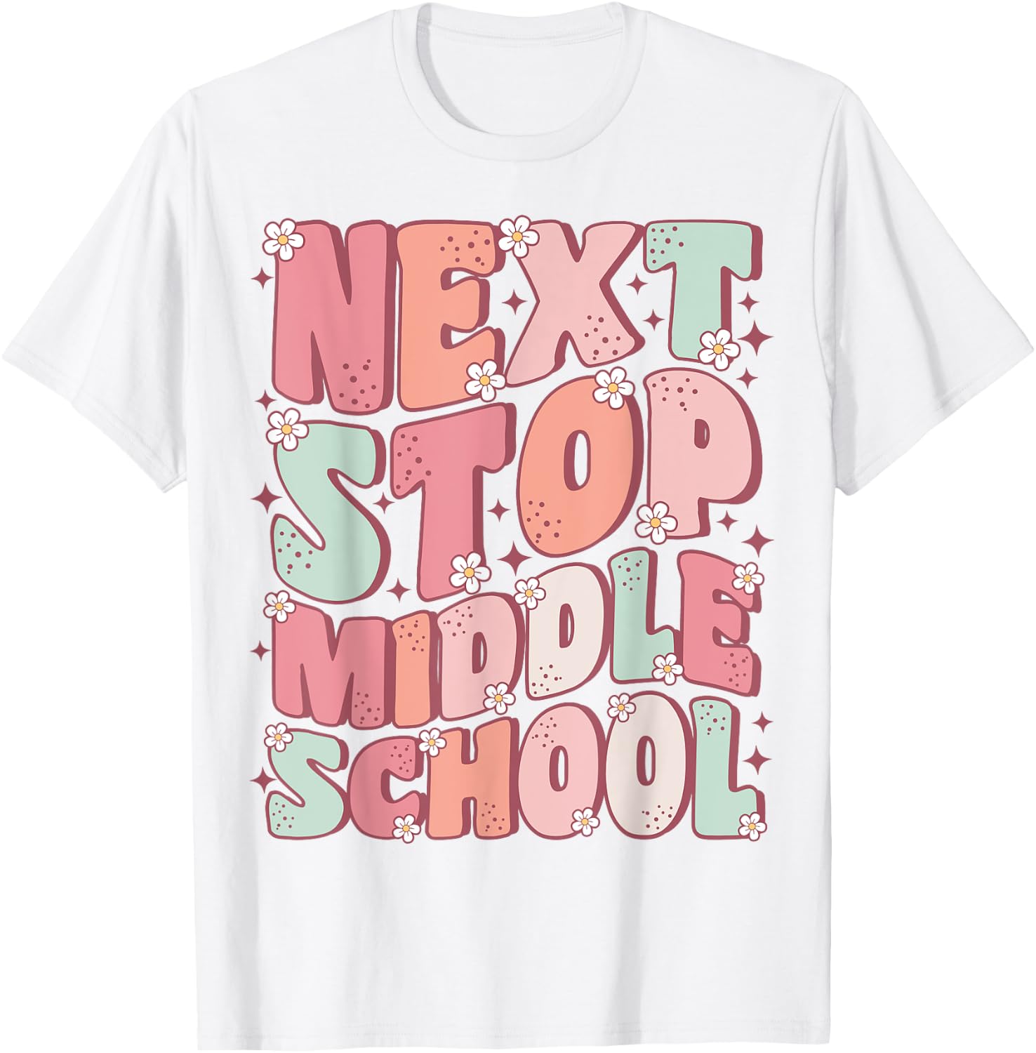 Next Stop Middle School Groovy Elementary School Graduation T-Shirt - T-Shirt | White